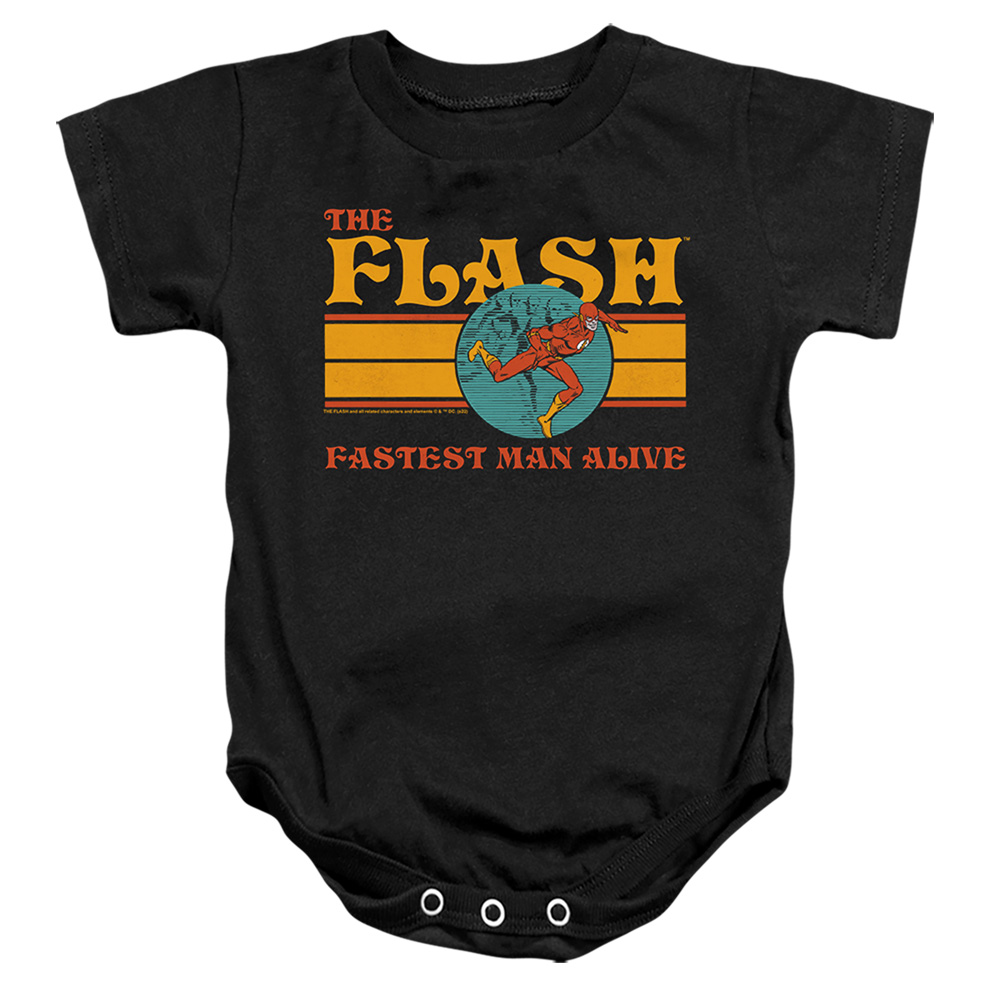 JLA1444-SS-2 The 70s Flash 1 Infant Snapsuit, Black - Medium - 12 Month