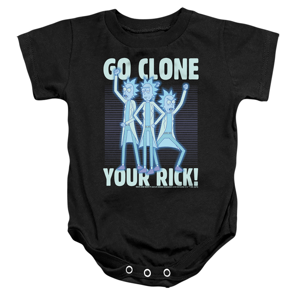 CN1815-SS-1 Rick & Morty Go Clone Your Infant Snapsuit, Black - Small - 6 Month