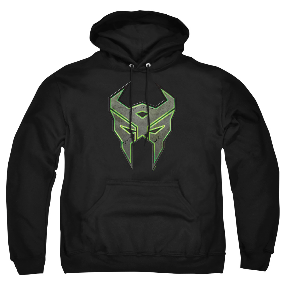 HBRO1358-AFTH-8 Transformers Glowing Terrorcon Logo Adult Pullover Hoodie, Black - 5X