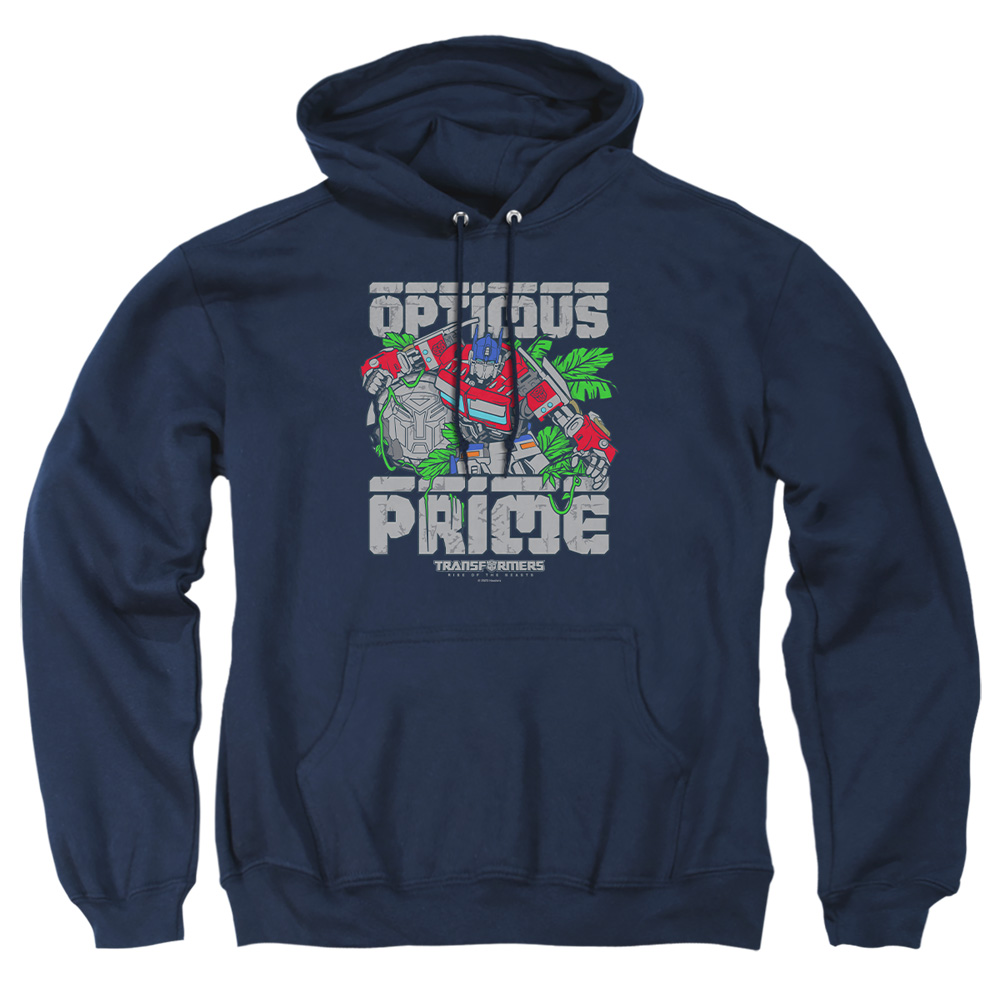 HBRO1359-AFTH-4 Transformers Optimus Prime In Ruins Adult Pullover Hoodie, Navy - Extra Large