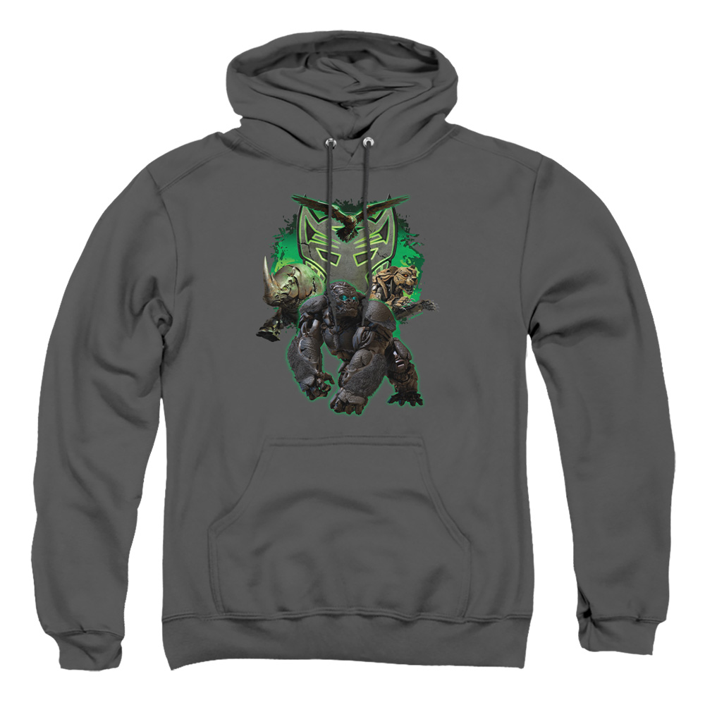 HBRO1362-AFTH-5 Transformers Maximals Attack Adult Pullover Hoodie, Charcoal - 2X
