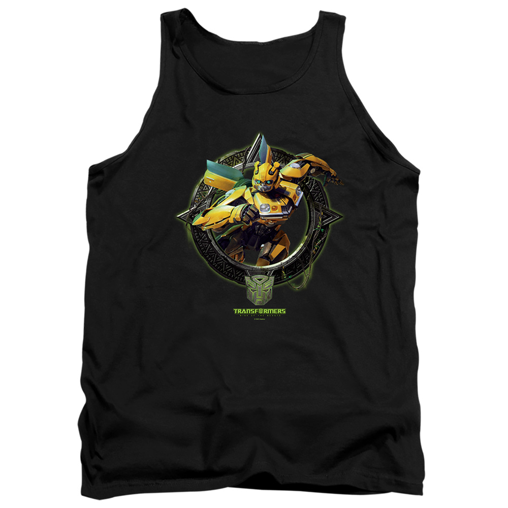 HBRO1383-TK-1 Transformers Bumblebee Circle Frame Adult Tank Top, Black - Small