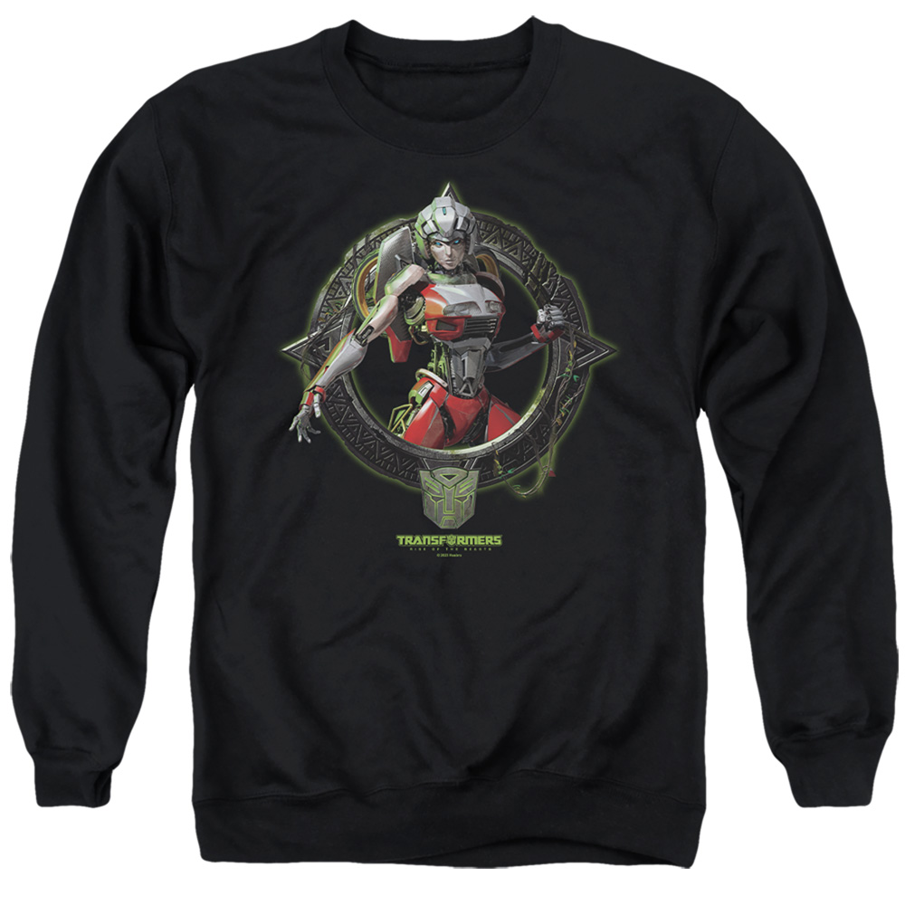 HBRO1384-AS-3 Transformers Arce Circle Frame Adult Crewneck Sweatshirt, Black - Large