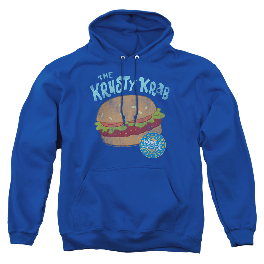 NICK431-AFTH-2 Spongebob Crusty Krab Adult Pullover Hoodie, Royal - Medium