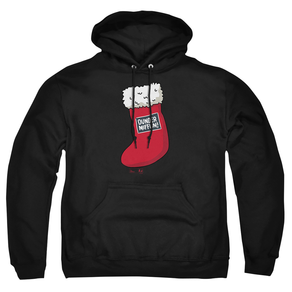 NBC1316-AFTH-6 The Office Dunder Muffling Christmas Stocking Adult Pullover Hoodie, Black - 3X