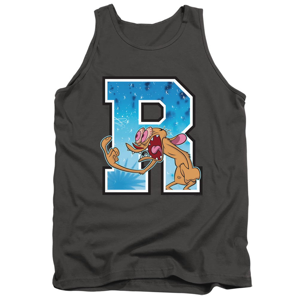 NICK252-TK-2 Ren & Stimpy R is Adult Tank Top, Charcoal - Medium