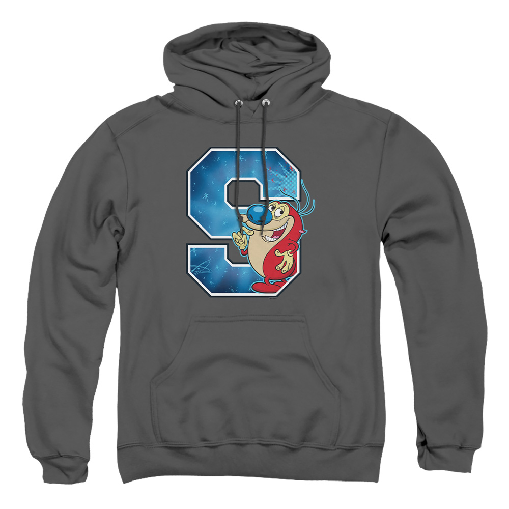 NICK253-AFTH-5 Ren & Stimpy S Is for Stimpy Adult Pullover Hoodie, Charcoal - 2X