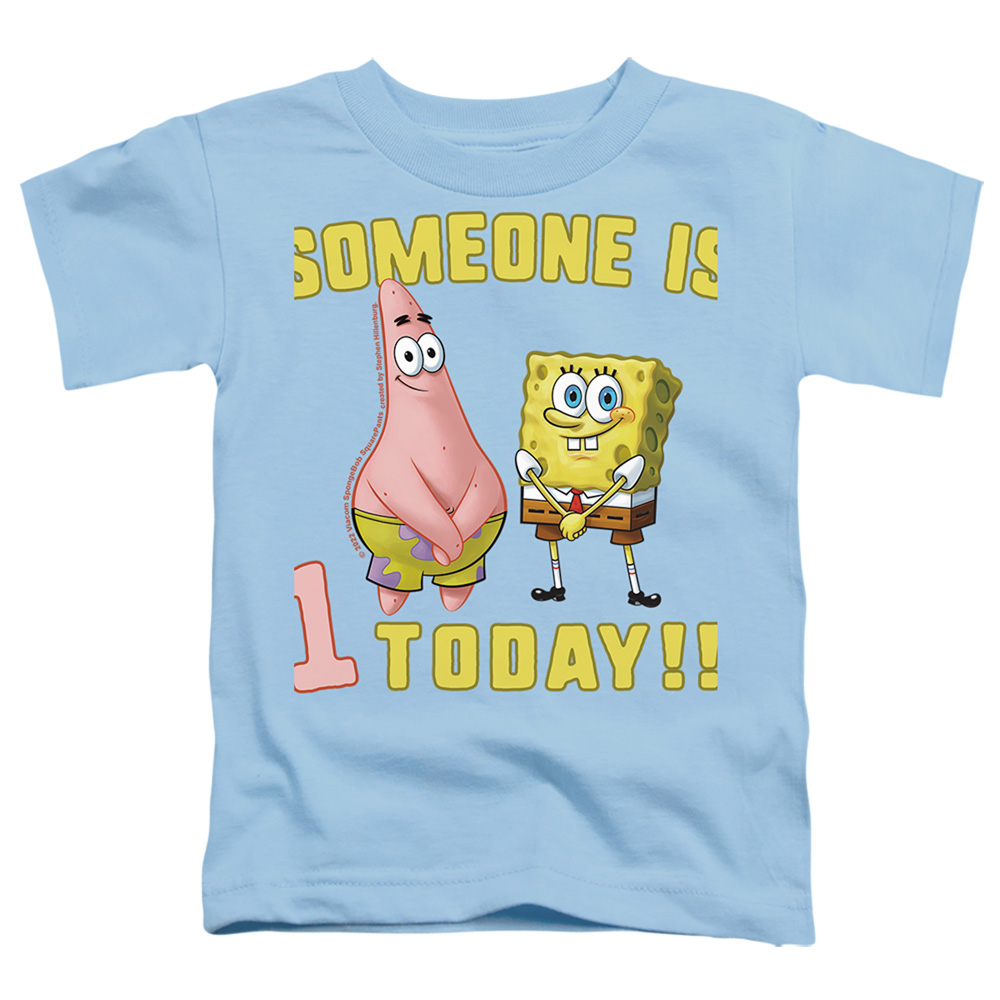NICK965-TT-2 Spongebob Someones Birthday Toddler Short Sleeve T-Shirt, Light Blue - Medium 3T