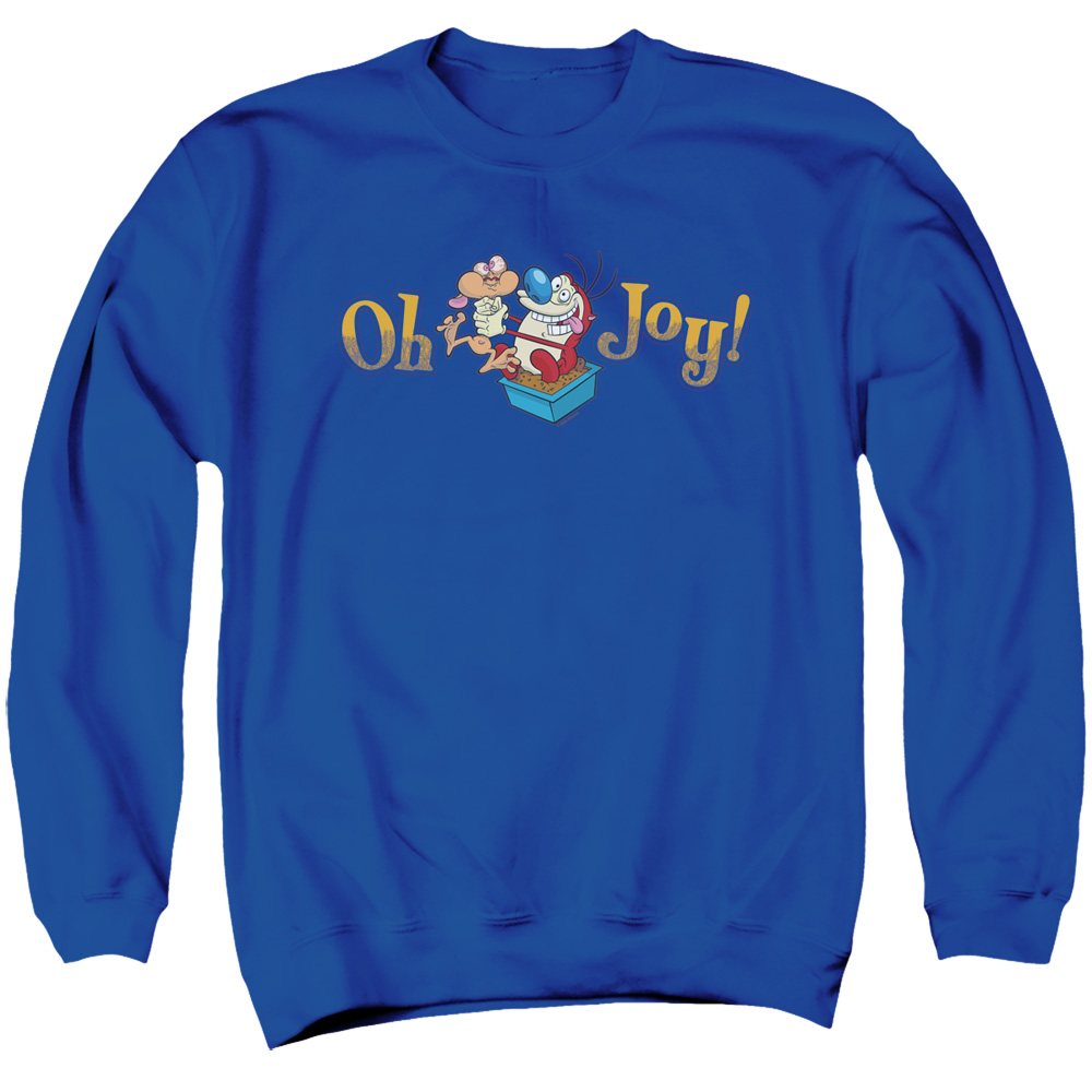 NICK259-AS-2 Ren & Stimpy Oh Joy Adult Crewneck Sweatshirt, Royal - Medium