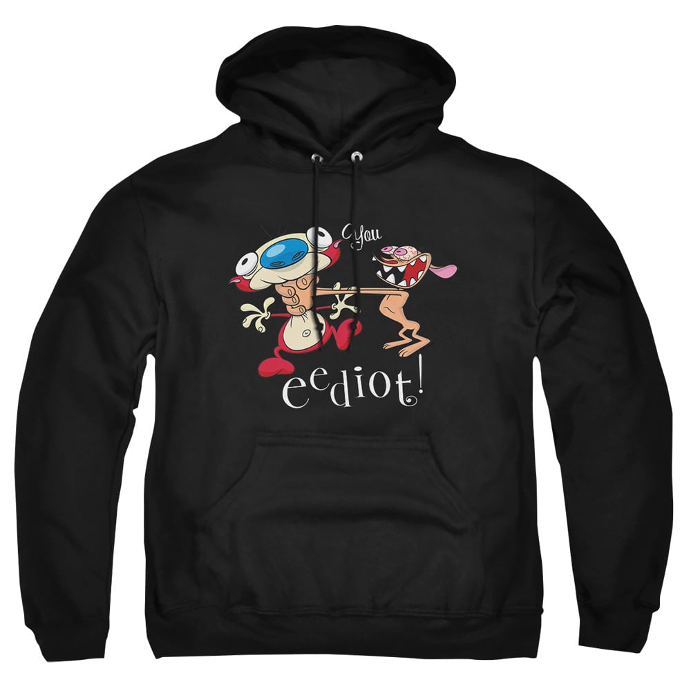 NICK260-AFTH-4 Ren & Stimpy You Eediot Adult Pullover Hoodie, Black - Extra Large