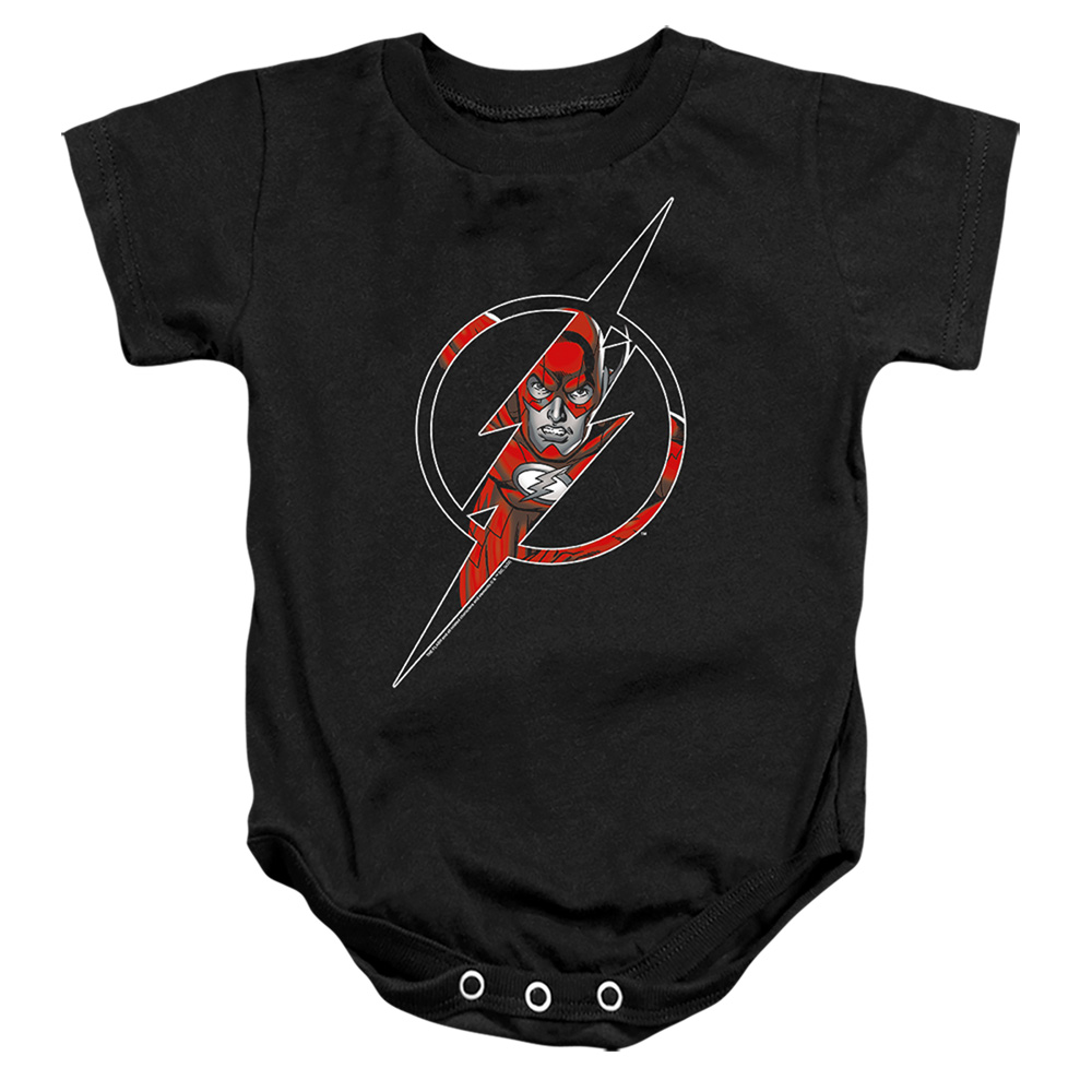 JLA1447-SS-3 The Flash Icon 1 Infant Snapsuit, Black - Large - 18 Month