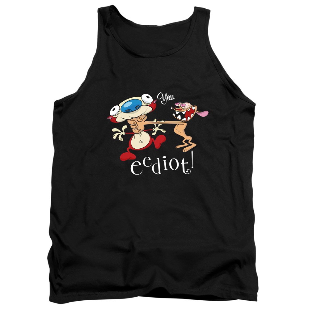 NICK260-TK-2 Ren & Stimpy You Eediot Adult Tank Top, Black - Medium