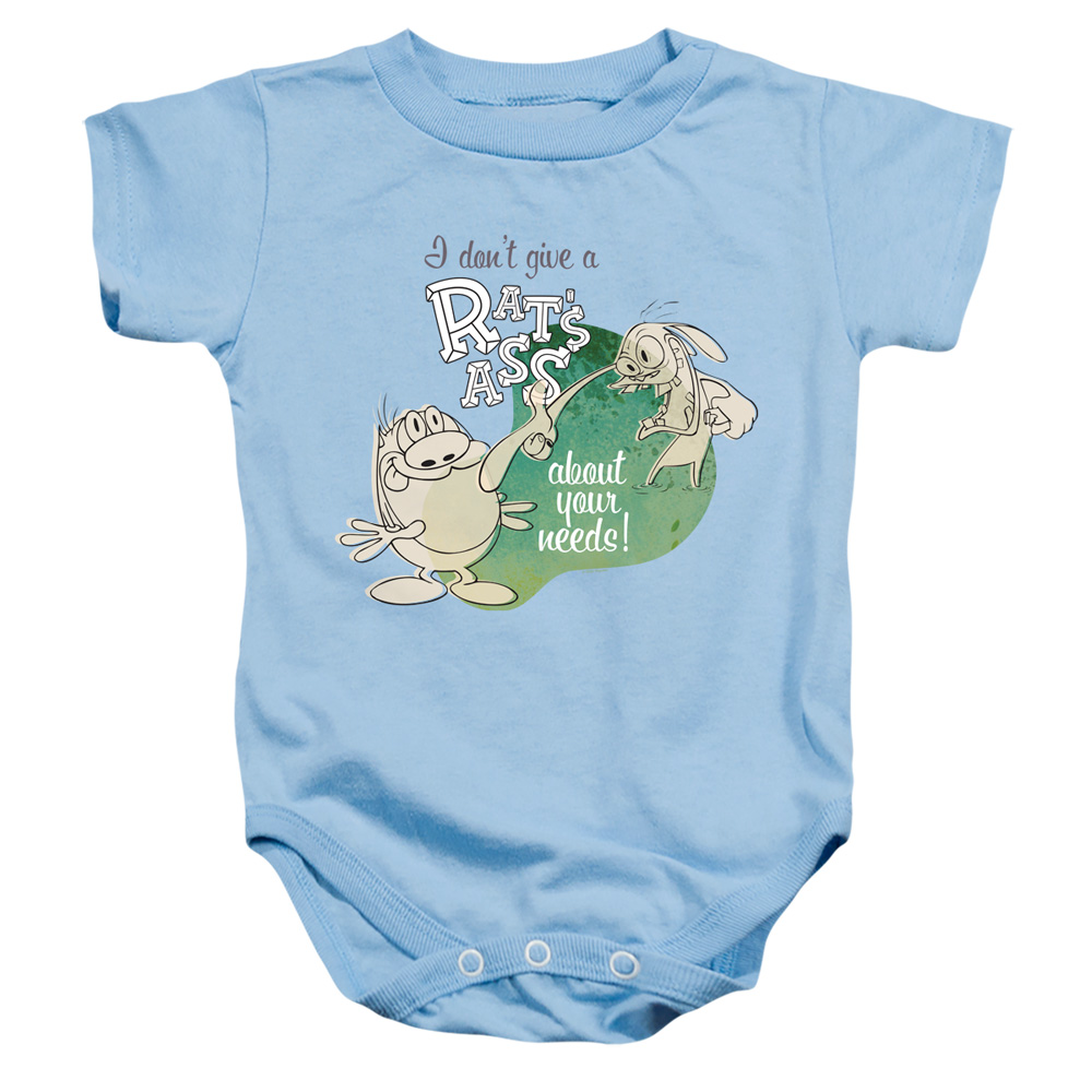 NICK265-SS-1 Ren & Stimpy I Dont Care About Your Needs Infant Snapsuit, Light Blue - Small - 6 Month