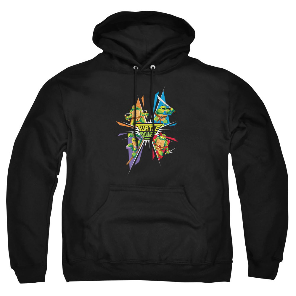 NICK321-AFTH-7 TMNT Turtle Power Adult Pullover Hoodie, Black - 4X