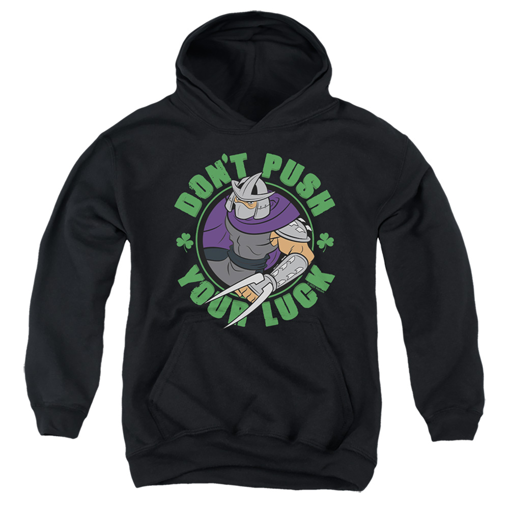 NICK10264SPD-YFTH-3 Teenage Mutant Ninja Turtles St. Patricks Day Shredder Luck Youth Hooded Sweatshirt, Black - Large