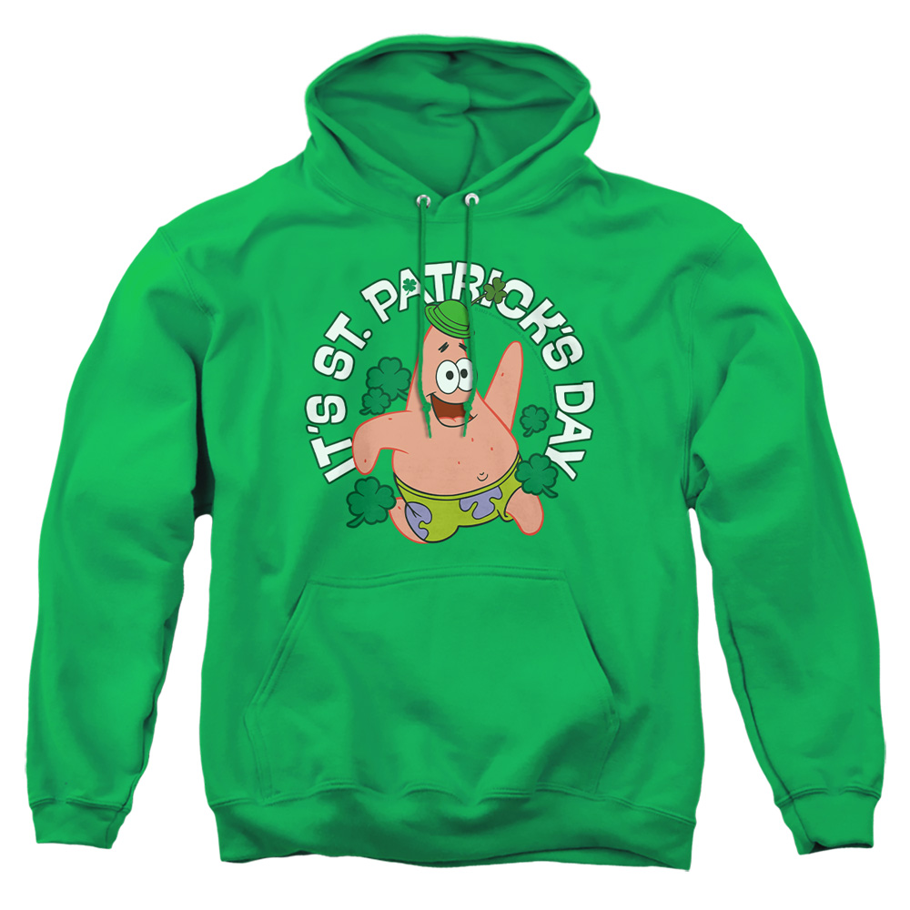 NICK10269SPD-AFTH-2 Spongebob Squarepants Its St. Patricks Day Adult Pullover Hoodie, Kelly Green - Medium