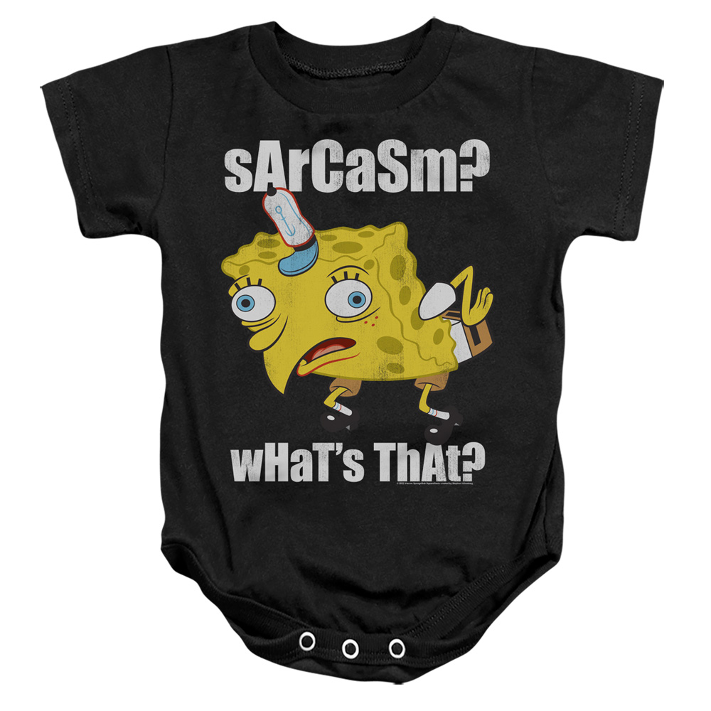 NICK481-SS-1 Spongebob Sarcasm Meme Infant Snapsuit, Black - Small - 6 Month