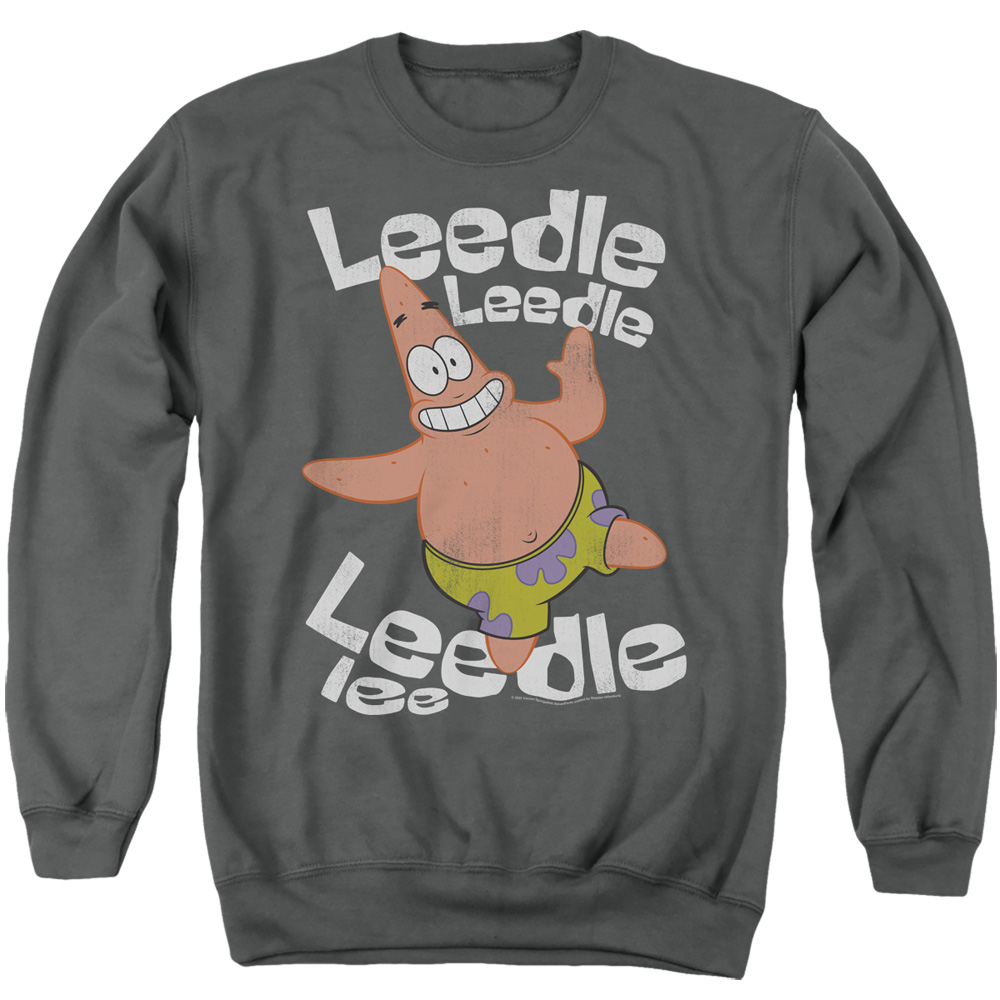 NICK504-AS-2 Spongebob Singing Patrick Adult Crewneck Sweatshirt, Charcoal - Medium