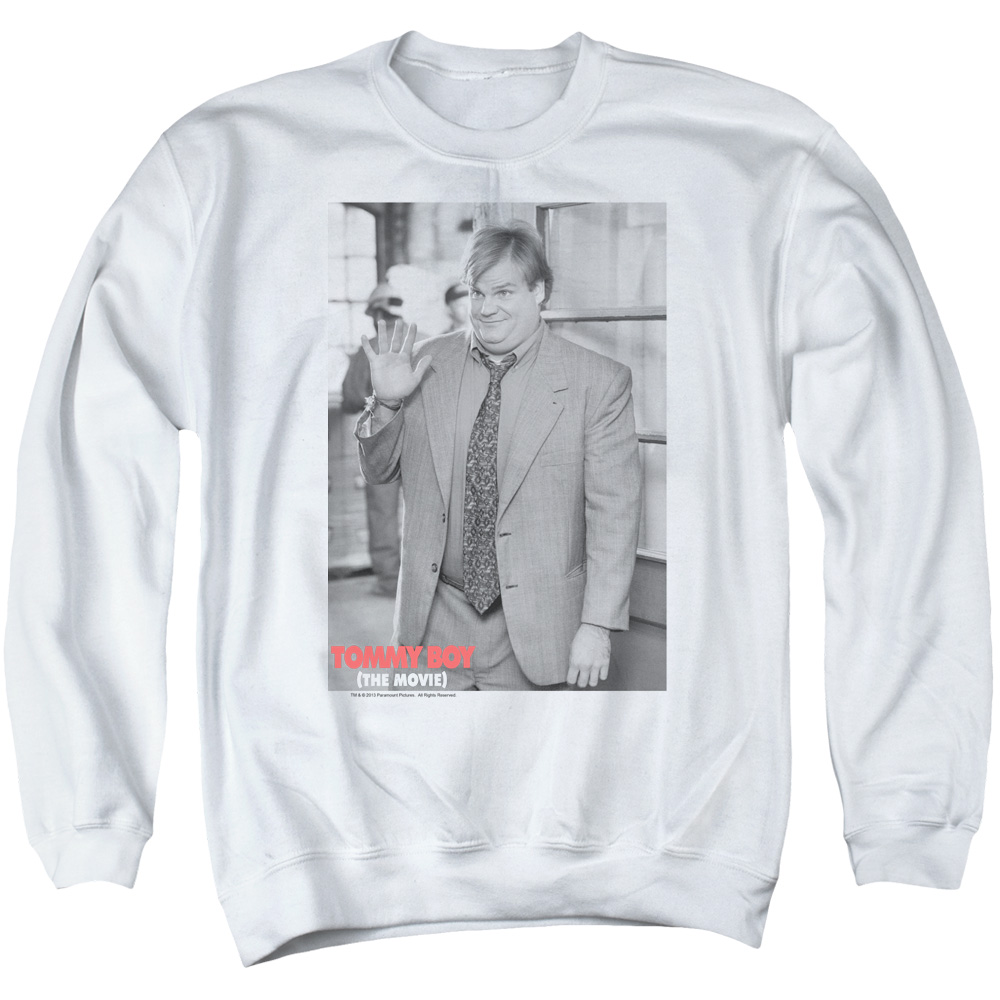 PAR512-AS-2 Tommy Boy Square Adult Crewneck Sweatshirt, White - Medium