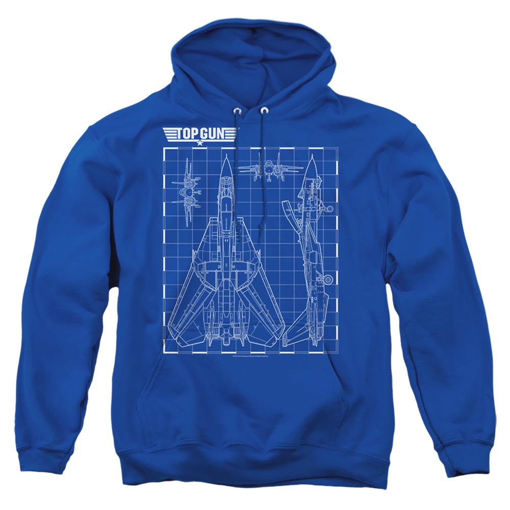 PAR726-AFTH-3 Top Gun Schematic Adult Pullover Hoodie, Royal - Large
