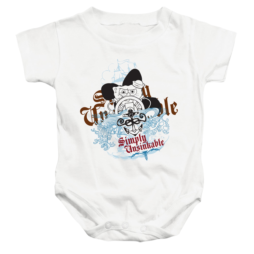 NICK369-SS-2 Spongebob Simply Unsinkable Infant Snapsuit, White - Medium - 12 Month