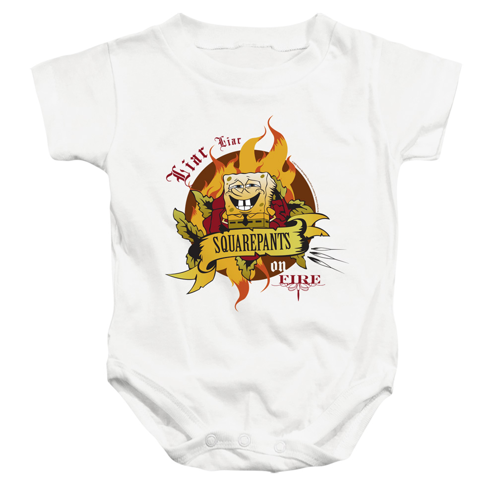 NICK370-SS-4 Spongebob Liar Liar Pants On Fire Infant Snapsuit, White - Extra Large - 24 Month