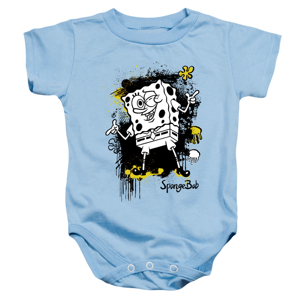 NICK371-SS-2 Spongebob Ink Splatter Infant Snapsuit, Light Blue - Medium - 12 Month