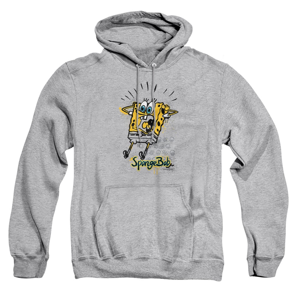 NICK372-AFTH-4 Spongebob Shocking Adult Pullover Hoodie, Athletic Heather - Extra Large