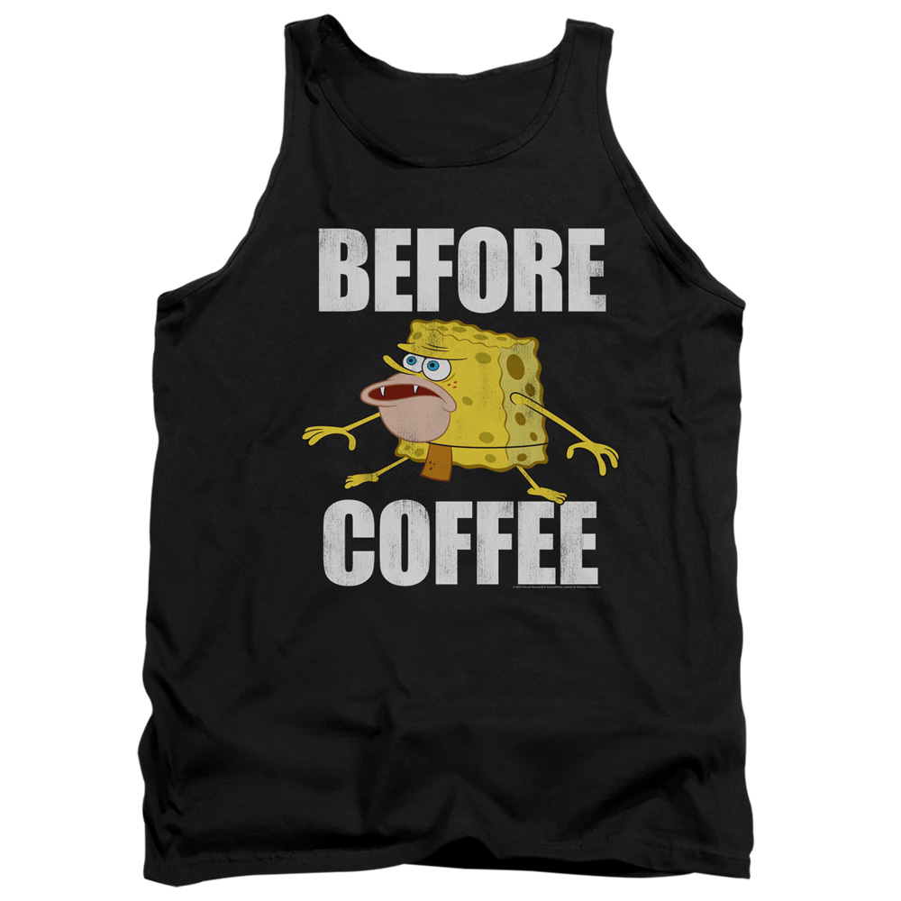 NICK471-TK-4 Spongebob Before Coffee Meme Adult Tank Top, Black - Extra Large