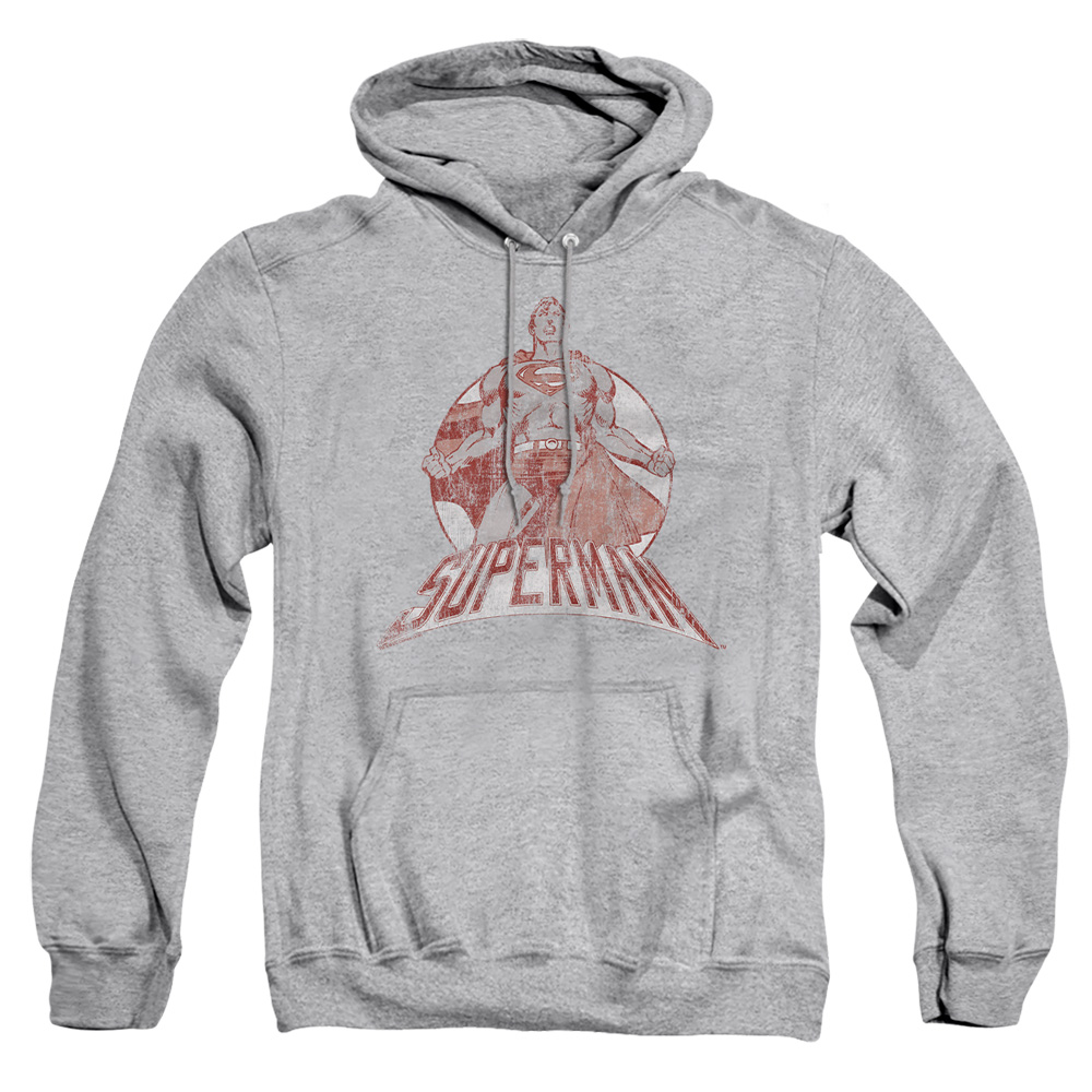 SM1845-AFTH-4 Superman Super Bad Adult Pullover Hoodie, Athletic Heather - Extra Large