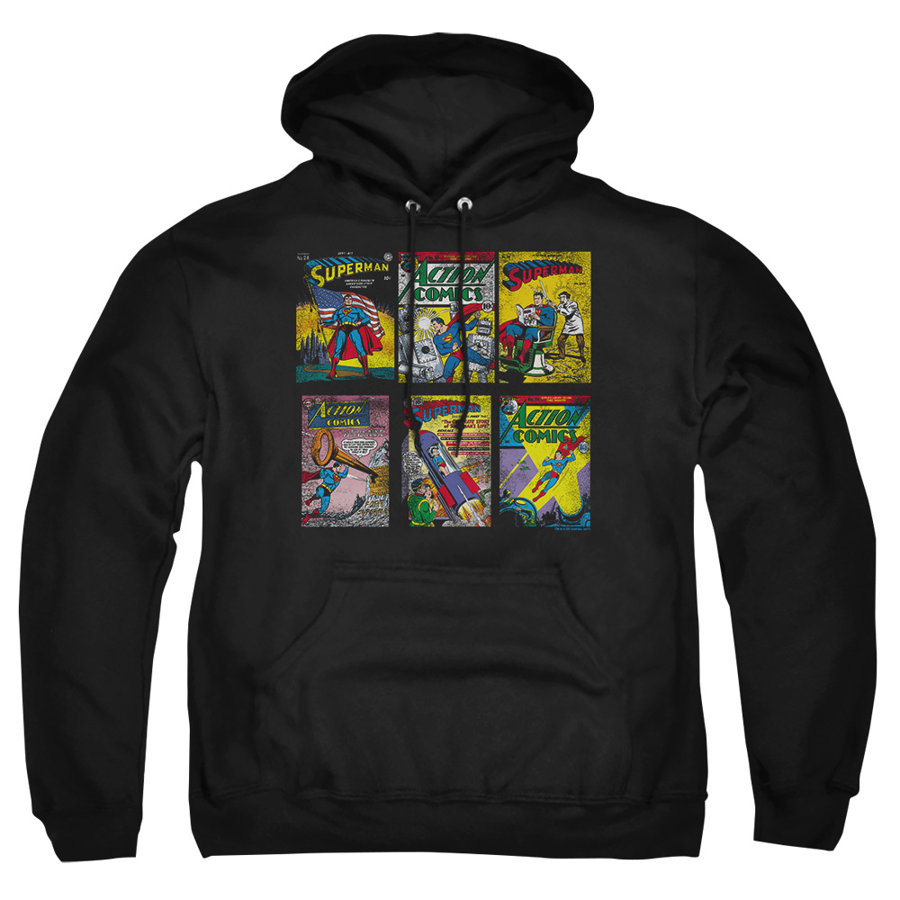 SM1847-AFTH-8 Superman SM Covers Adult Pullover Hoodie, Black - 5X