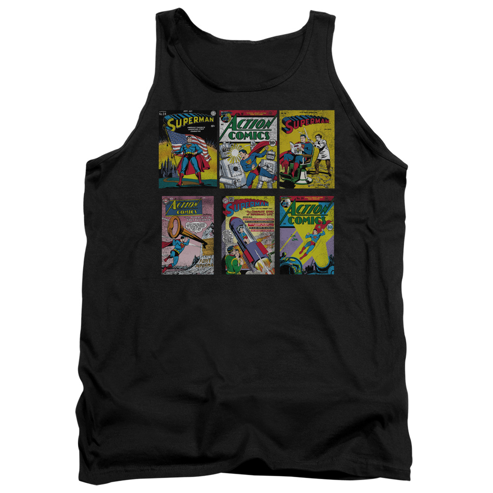 SM1847-TK-2 Superman SM Covers Adult Tank Top, Black - Medium