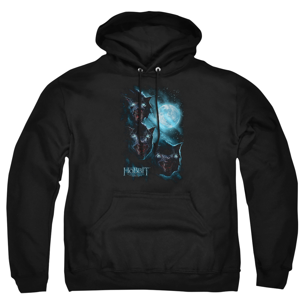 HOB1054-AFTH-7 The Hobbit Three Warg Moon Adult Pullover Hoodie, Black - 4X