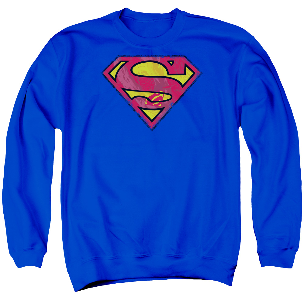 SM1150-AS-2 Superman Action Shield Adult Crewneck Sweatshirt, Royal - Medium