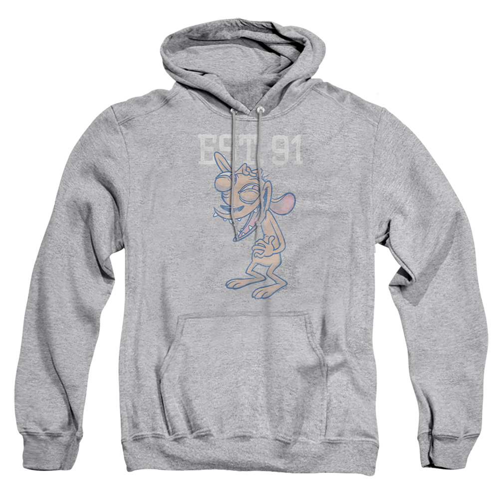 NICK562-AFTH-1 Ren & Stimpy EST Adult Pullover Hoodie, Athletic Heather - Small