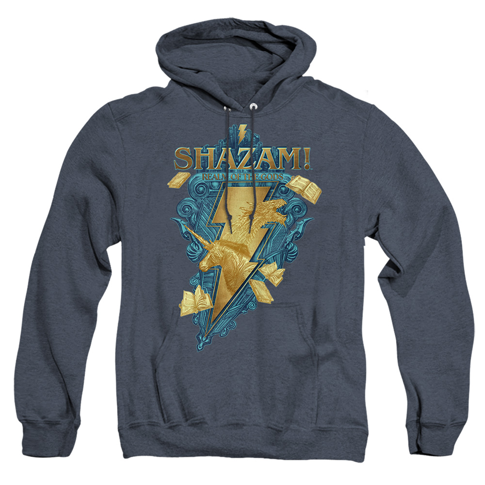 SHZM158-AHH-3 Shazam Fury of The Gods Big Blue Seal Adult Heather Hoodie, Navy - Large