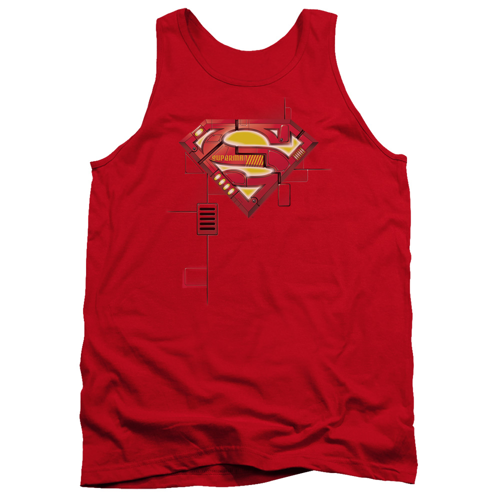 SM1056-TK-4 Superman Super Mech Shield Adult Tank Top, Red - Extra Large