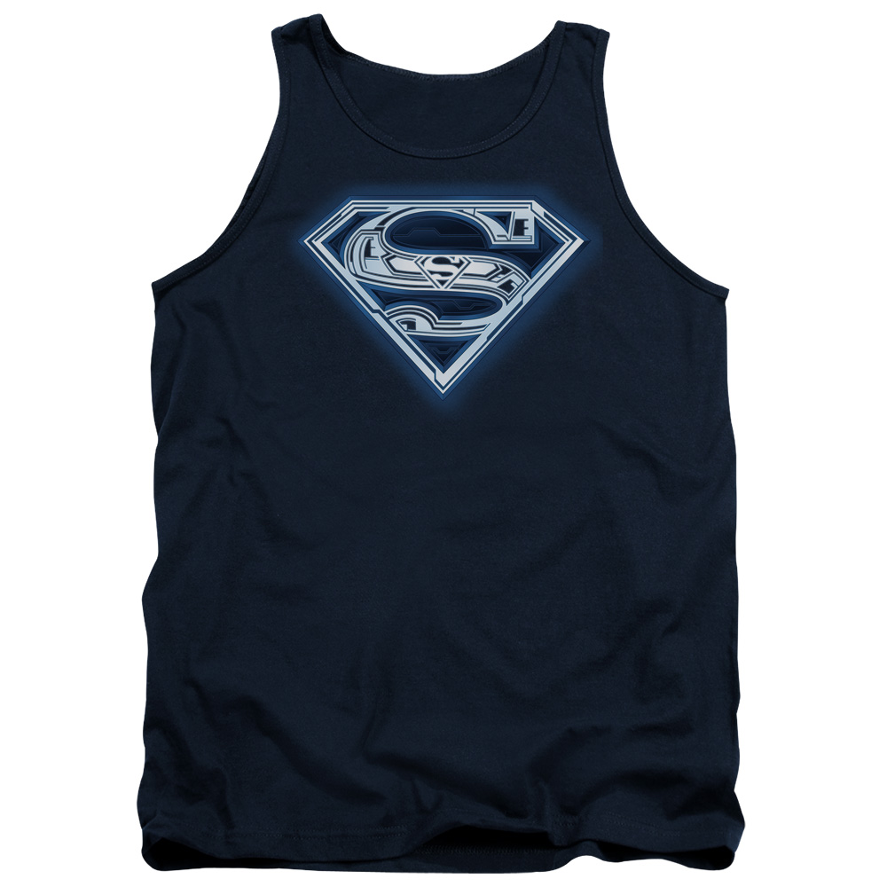 SM1068-TK-2 Superman Cyber Shield Adult Tank Top, Navy - Medium