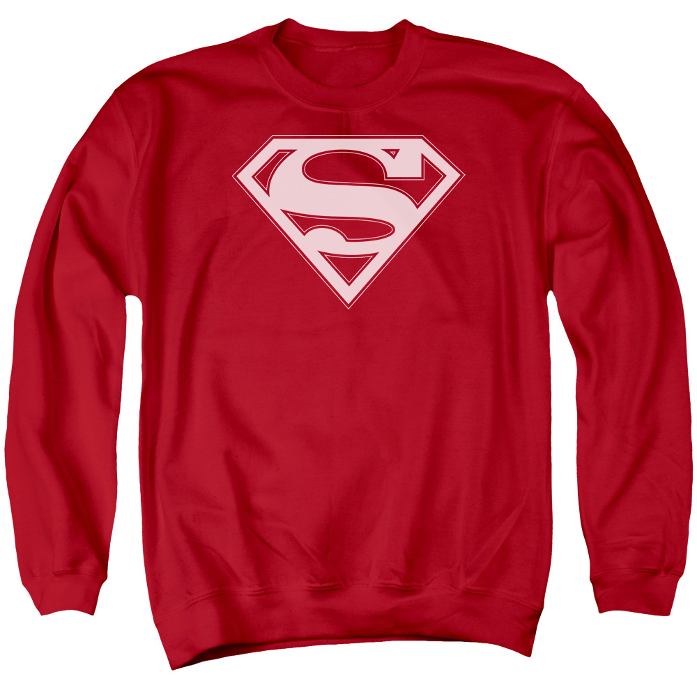 SM1482B-AS-2 Superman Red & White Shield Adult Crewneck Sweatshirt, Red - Medium