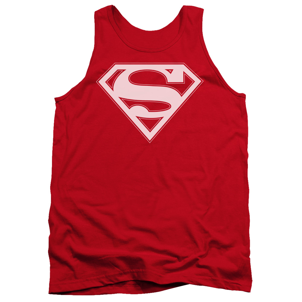 SM1482B-TK-1 Superman Red & White Shield Adult Tank Top, Red - Small