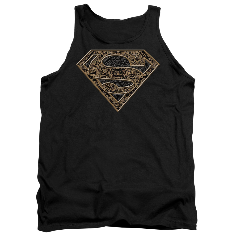 SM1485-TK-5 Superman Aztec Shield Adult Tank Top, Black - 2X