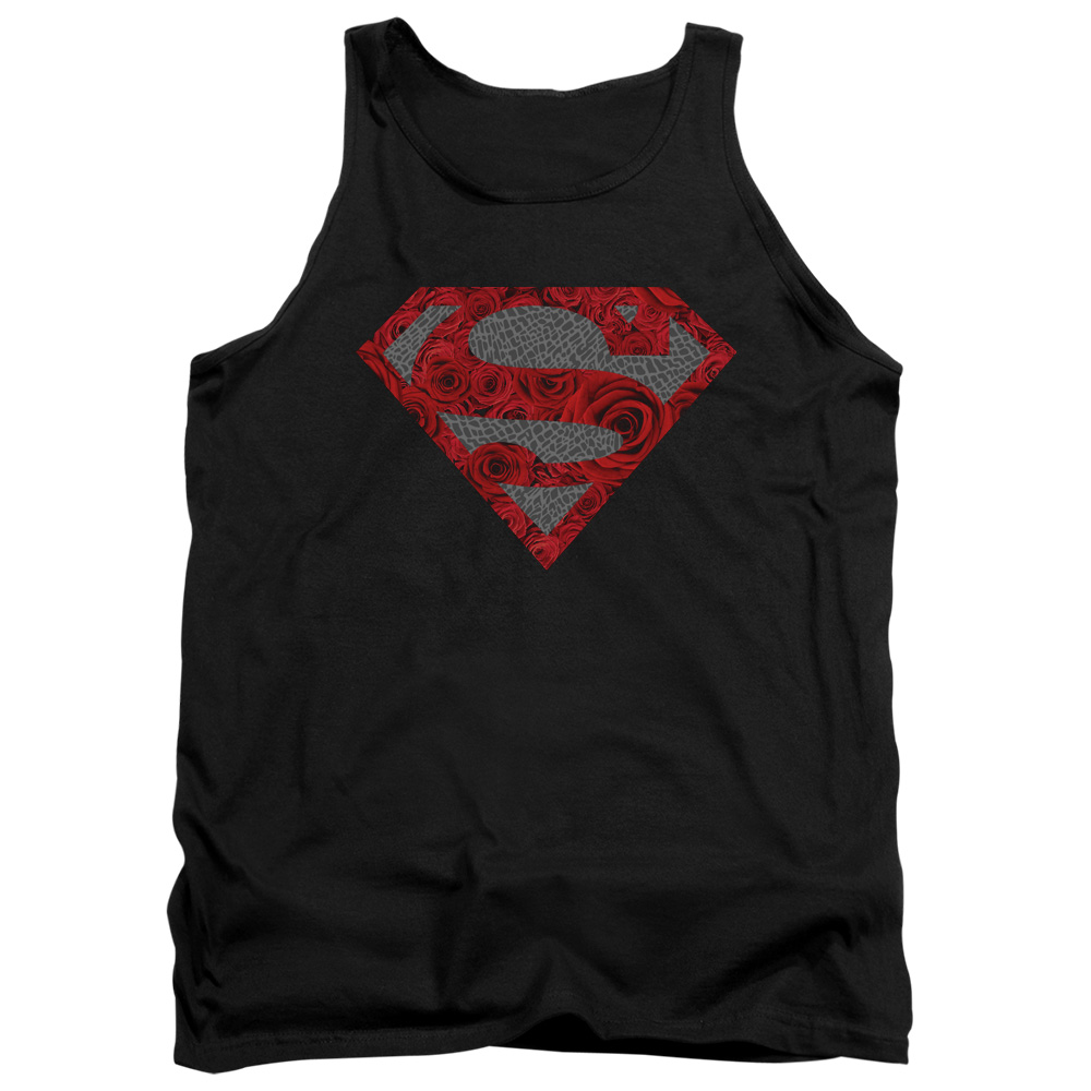 SM2349-TK-5 Superman Elephant Rose Shield Adult Tank Top, Black - 2X