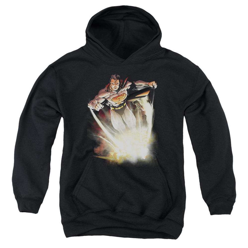 SM1824-YFTH-2 Superman Explosive Youth Hooded Sweatshirt, Black - Medium
