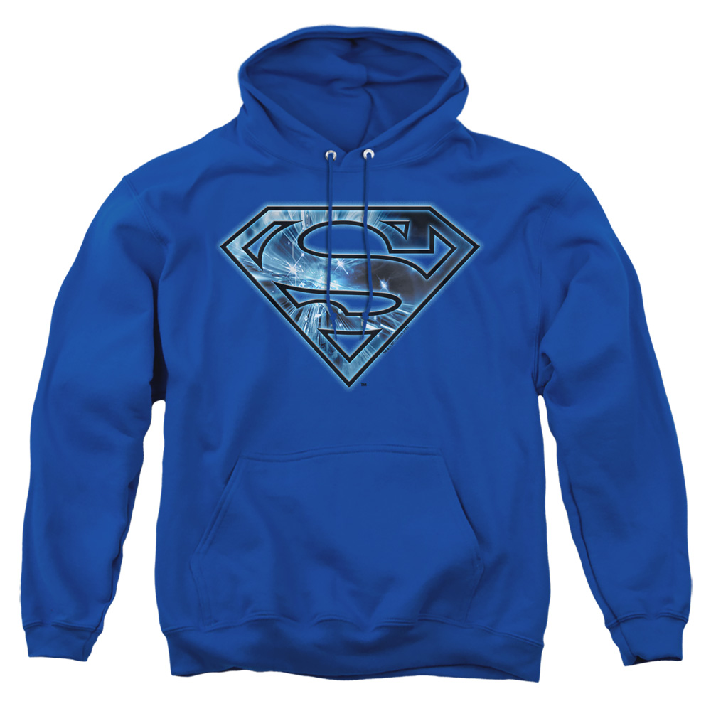 SM1426-AFTH-4 Superman On Ice Shield Adult Pullover Hoodie, Royal - Extra Large