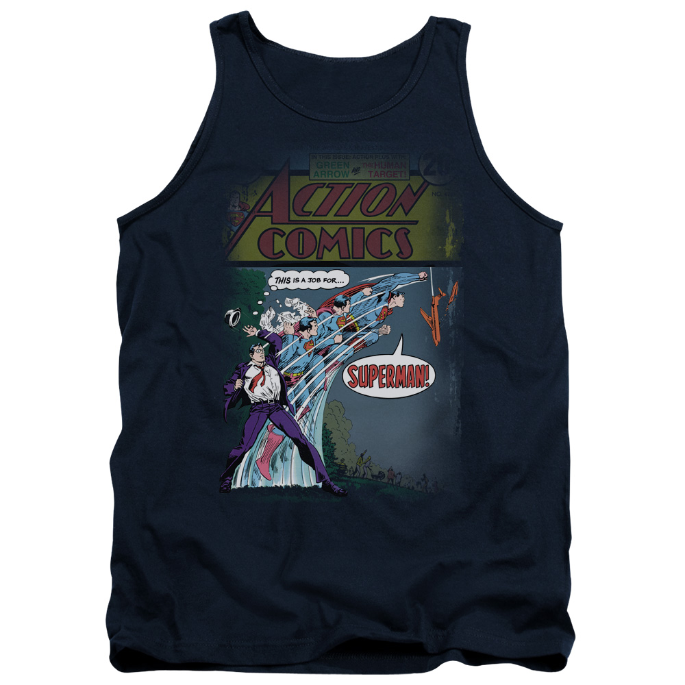 SM1766-TK-1 Superman Quick Change Adult Tank Top, Navy - Small