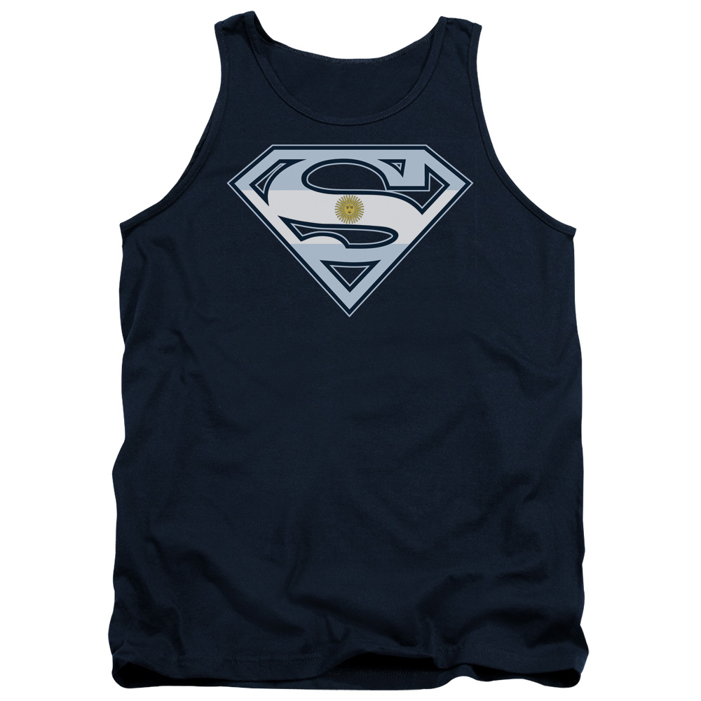 SM1767-TK-4 Superman Argentinian Shield Adult Tank Top, Navy - Extra Large