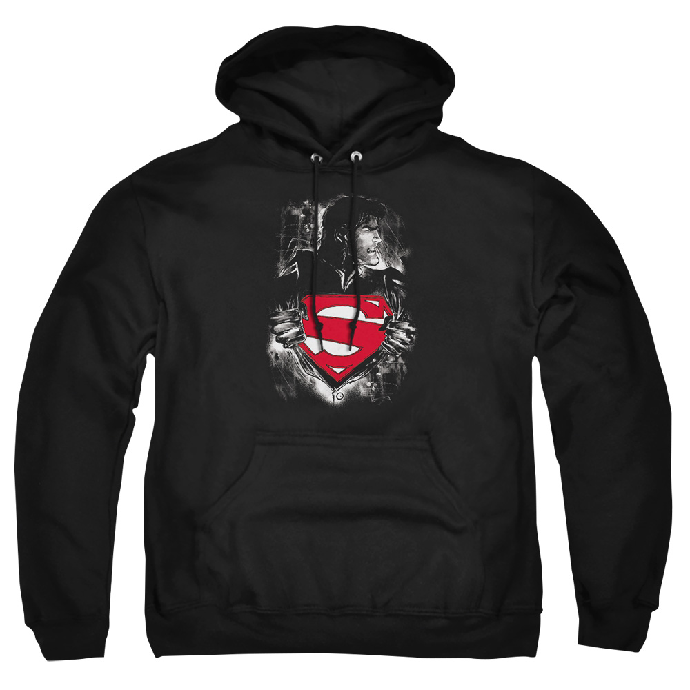 SM1933-AFTH-4 Superman Darkest Hour Adult Pullover Hoodie, Black - Extra Large