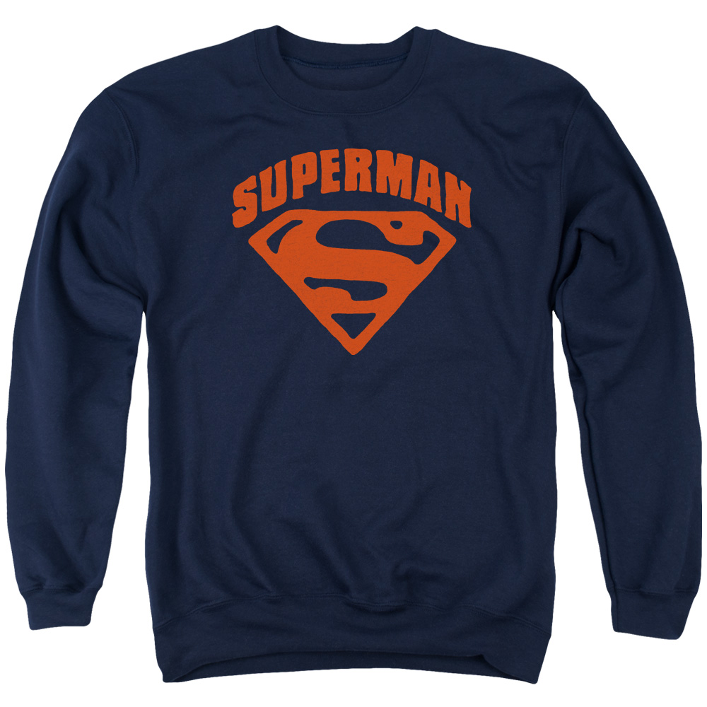 SM1936-AS-2 Superman Super Shield Adult Crewneck Sweatshirt, Navy - Medium