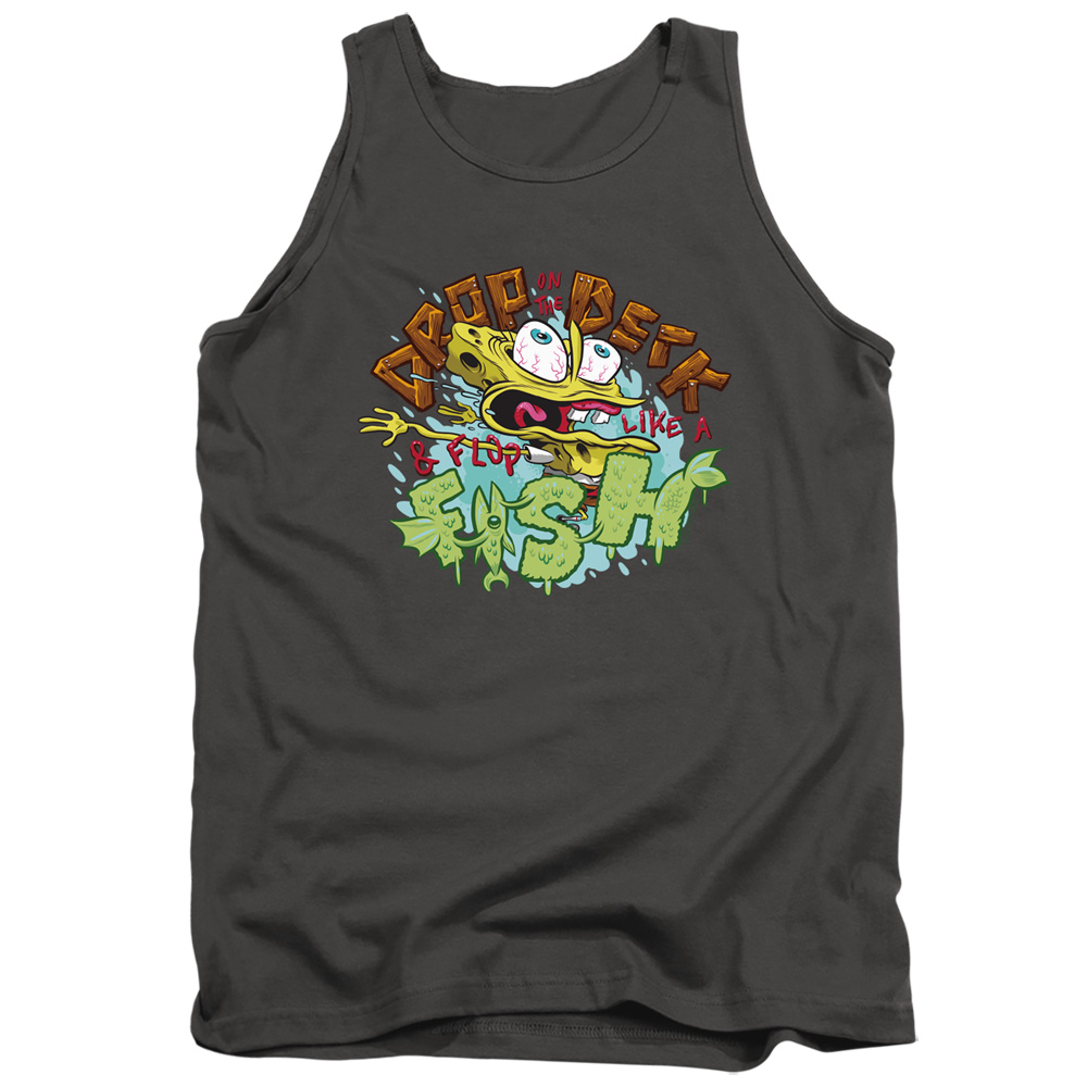 NICK361-TK-4 Spongebob Drop & Flop Adult Tank Top, Charcoal - Extra Large