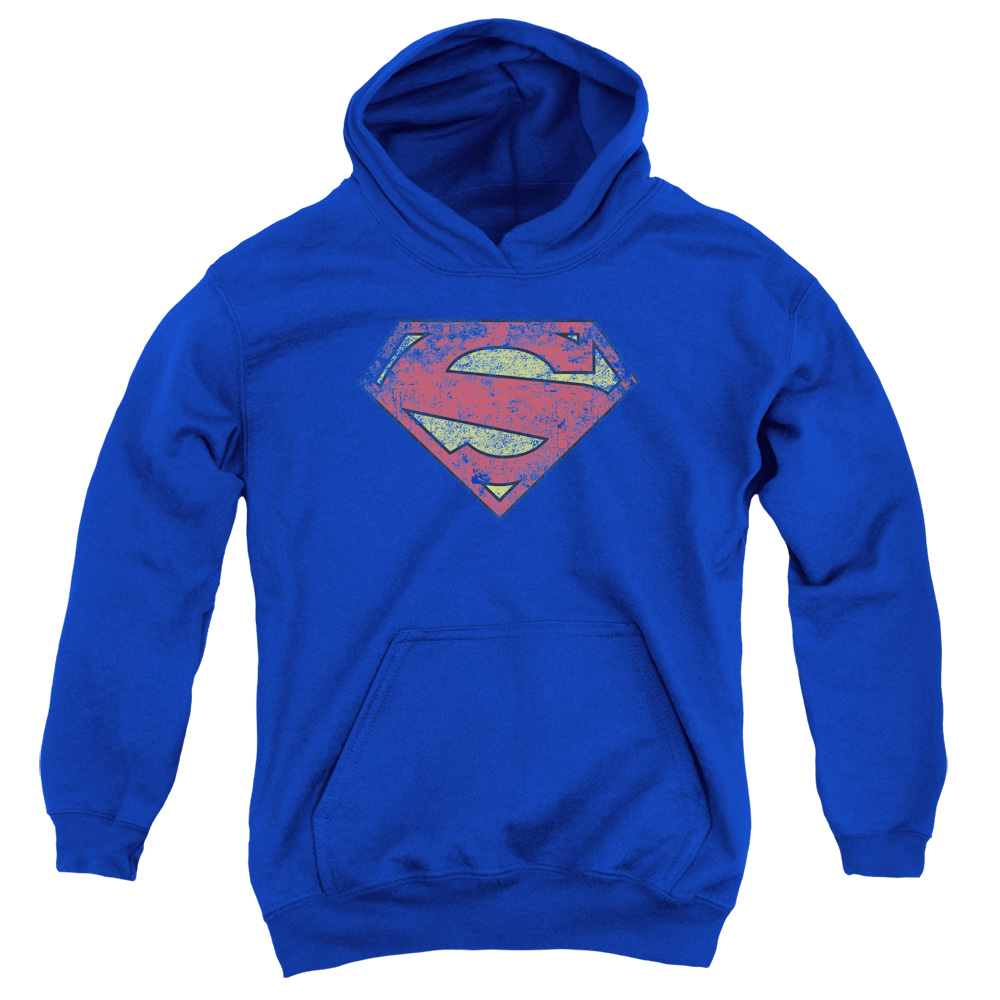 SM1921B-YFTH-2 Superman 52 Shield Youth Hooded Sweatshirt, Royal - Medium